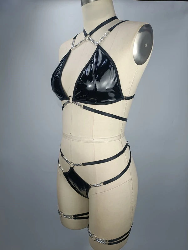 PU Leather Body Harness Underwear Belt for Mature Women Strap Bra Backless Bondage Erotic Sexy Chain Lingerie - Silviana‘s Day