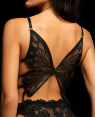 Conjunto de lencería de 2 piezas con encaje negro para mujer, sujetador sexy con diseño romántico de encaje, ropa interior femenina.