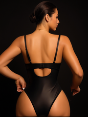 Lencería sexy para mujer, de red de pesca, de cuero sintético, con encaje oscuro y bordado, con tirantes para fruncir y adelgazar. Lencería de peluche.