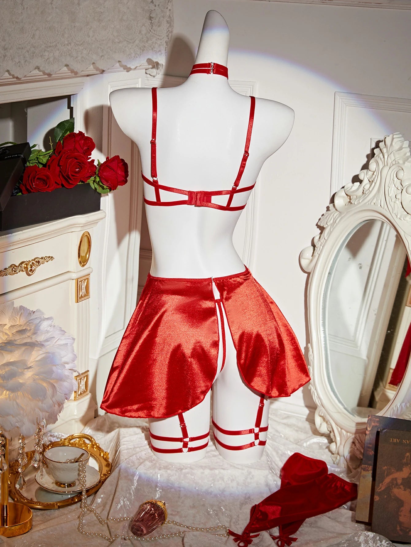 Christmas Red Costume Sexy Hot Revealing Lingerie Bridal Mysterious Gift Honeymoon See-through Nightdress Erotic Mini Stripper Costumes - Silviana‘s Day